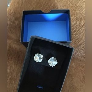 Kate Spade Small Stud Earrings Clear Crystal Silver Rhodium Square New York